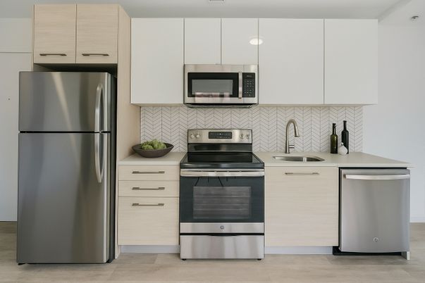Interior, Kitchen, Stainless Steel Appliances, Wood Texture Flooring