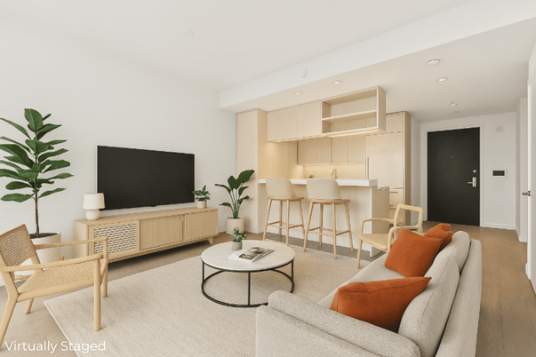 Interior, Kitchen, Living room, Recessed Lighting, Wood Texture Flooring