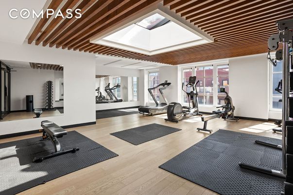 Fitness Equipment, Interior, Wooden Beams, Wood Texture Flooring