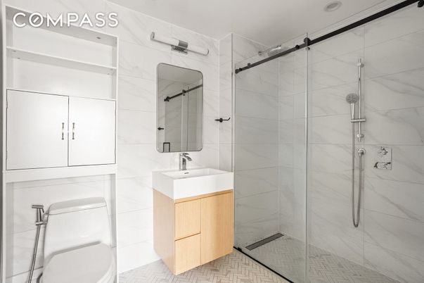 Bathroom, Glass Shower, Interior, Marble Walls
