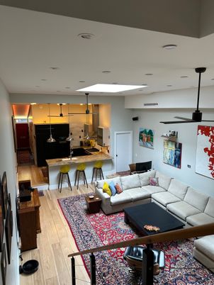 Interior, Kitchen, Living room, Pendant Lights, Recessed Lighting, Wood Texture Flooring
