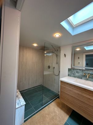 Bathroom, Glass Shower, Interior, Recessed Lighting