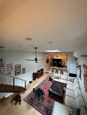 Interior, Kitchen, Living room, Pendant Lights, Recessed Lighting, Wood Texture Flooring