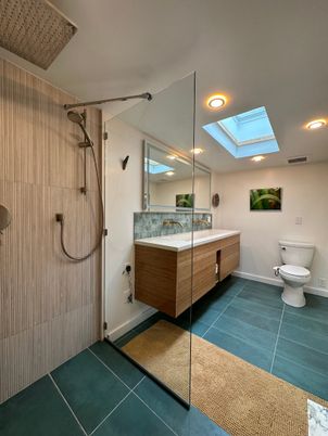 Bathroom, Glass Shower, Interior, Recessed Lighting