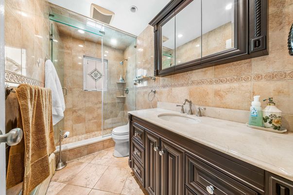 Bathroom, Glass Shower, Interior, Recessed Lighting
