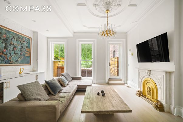 Chandelier, Fireplace, Interior, Living room, Wood Texture Flooring