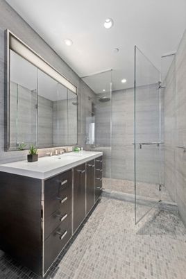 Bathroom, Dual Sink Vanities, Glass Shower, Interior, Recessed Lighting