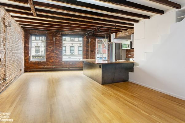 Empty room, Interior, Stone Walls, Wooden Beams, Wood Texture Flooring