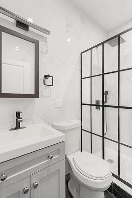 Bathroom, Glass Shower, Interior, Marble Walls