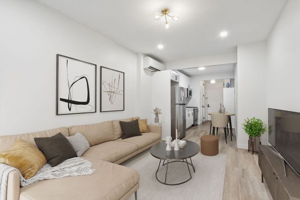 Dining room, Interior, Kitchen, Living room, Recessed Lighting, Wood Texture Flooring