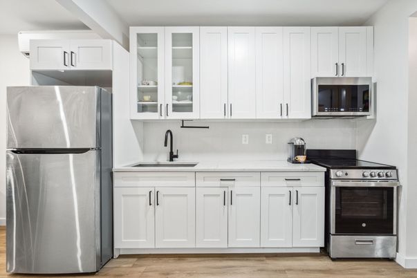 Interior, Kitchen, Stainless Steel Appliances, Wood Texture Flooring
