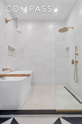 Bathroom, Glass Shower, Interior, Marble Walls, Recessed Lighting