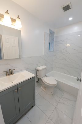 Bathroom, Interior, Marble Walls, Recessed Lighting