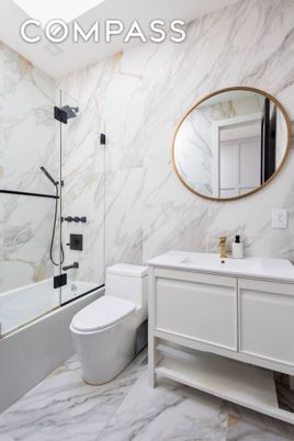 Bathroom, Interior, Marble, Marble Walls, Recessed Lighting