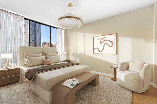 Bedroom, Interior, Pendant Lights, Wood Texture Flooring