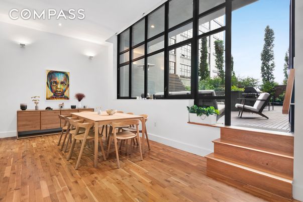 Dining room, Interior, Recessed Lighting, Wood Texture Flooring