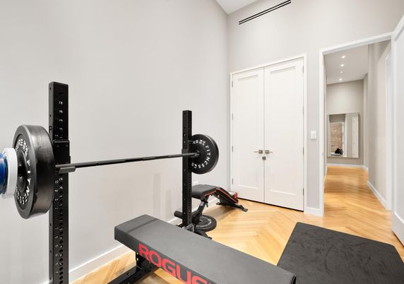 Fitness Equipment, Interior, Recessed Lighting, Wood Texture Flooring