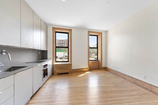 Interior, Kitchen, Stainless Steel Appliances, Wood Texture Flooring