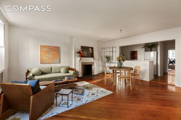 Dining room, Fireplace, Interior, Living room, Wood Texture Flooring