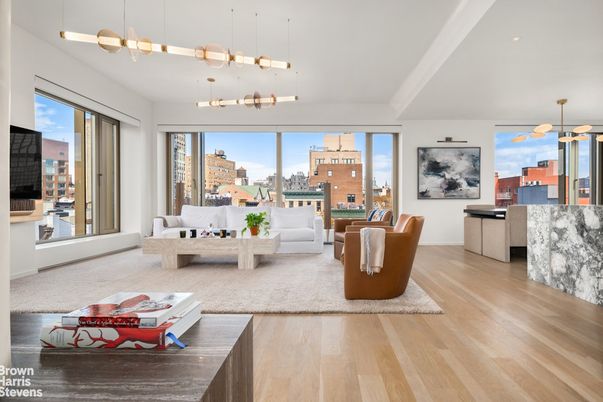 Interior, Living room, Pendant Lights, Wood Texture Flooring
