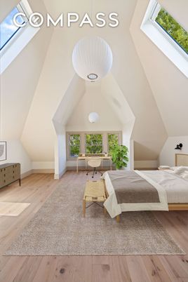 Bedroom, Interior, Pendant Lights, Wood Texture Flooring