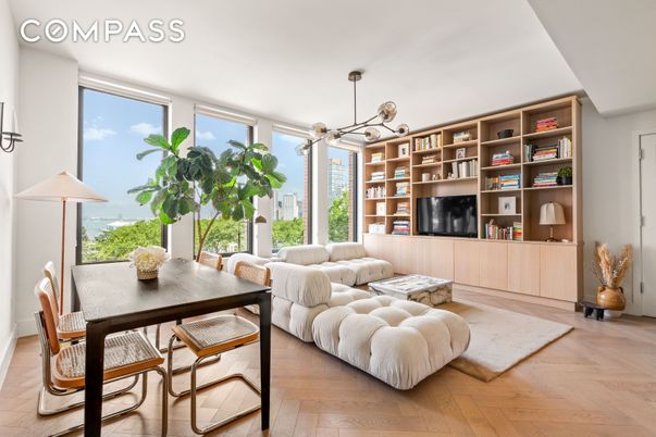 Dining room, Interior, Living room, Pendant Lights, Wood Texture Flooring