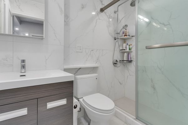 Bathroom, Glass Shower, Interior, Marble Walls