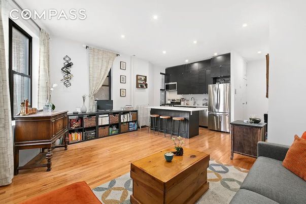 Interior, Kitchen, Living room, Recessed Lighting, Stainless Steel Appliances, Wood Texture Flooring