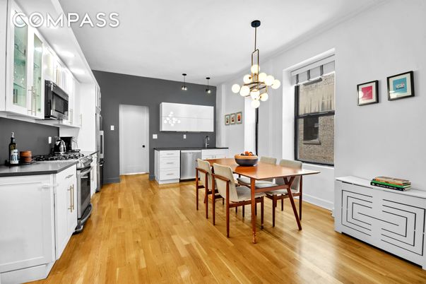 Dining room, Interior, Kitchen, Pendant Lights, Wood Texture Flooring