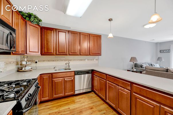 Interior, Kitchen, Pendant Lights, Stainless Steel Appliances, Wood Texture Flooring
