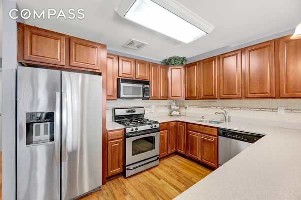 Interior, Kitchen, Stainless Steel Appliances, Wood Texture Flooring