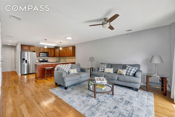 Interior, Kitchen, Living room, Pendant Lights, Recessed Lighting, Stainless Steel Appliances, Wood Texture Flooring