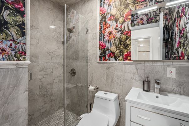 Bathroom, Glass Shower, Interior, Marble Walls