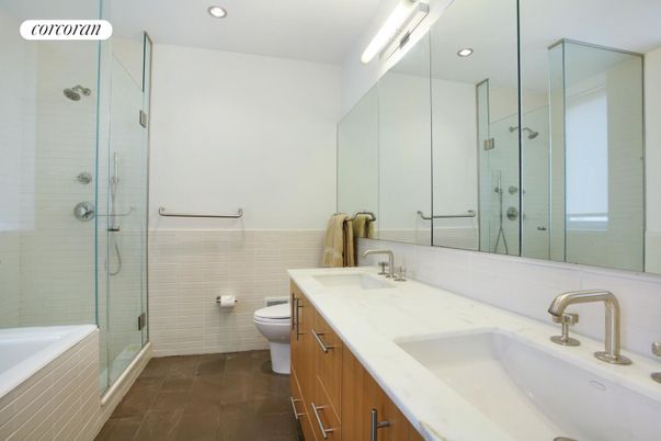 Bathroom, Dual Sink Vanities, Glass Shower, Interior, Recessed Lighting