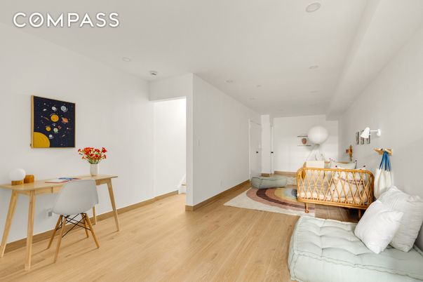 Bedroom, Home Office, Interior, Recessed Lighting, Wood Texture Flooring