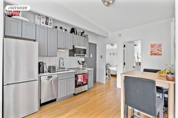 Interior, Kitchen, Stainless Steel Appliances, Wood Texture Flooring