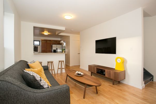 Interior, Kitchen, Living room, Stainless Steel Appliances, Wood Texture Flooring
