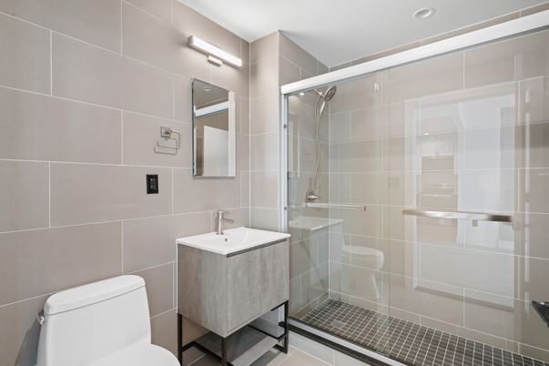 Bathroom, Glass Shower, Interior, Recessed Lighting