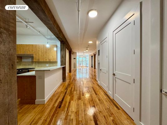Interior, Kitchen, Recessed Lighting, Wood Texture Flooring