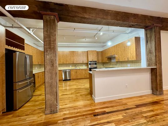 Interior, Kitchen, Stainless Steel Appliances, Wood Texture Flooring