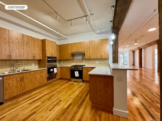 Interior, Kitchen, Recessed Lighting, Wood Texture Flooring