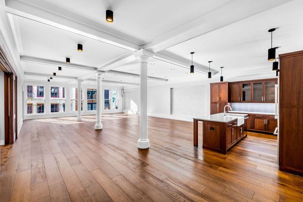 Interior, Kitchen, Pendant Lights, Wood Texture Flooring