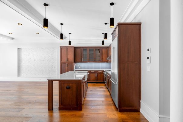 Interior, Kitchen, Pendant Lights, Recessed Lighting, Wood Texture Flooring