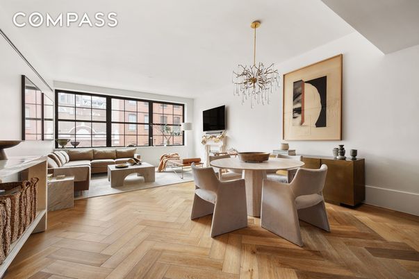 Dining room, Interior, Living room, Pendant Lights, Wood Texture Flooring