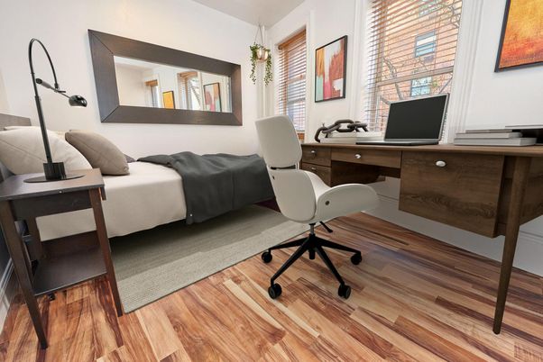 Home Office, Interior, Pendant Lights, Wood Texture Flooring