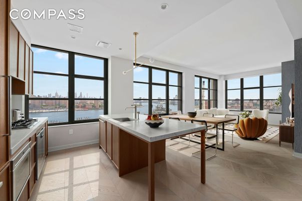 Dining room, Interior, Kitchen, Living room, Pendant Lights, Recessed Lighting, Water