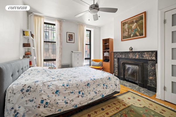Bedroom, Fireplace, Interior, Wood Texture Flooring