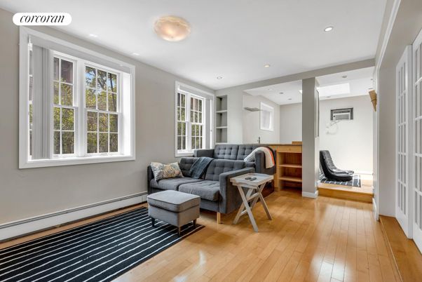 Interior, Living room, Recessed Lighting, Wood Texture Flooring
