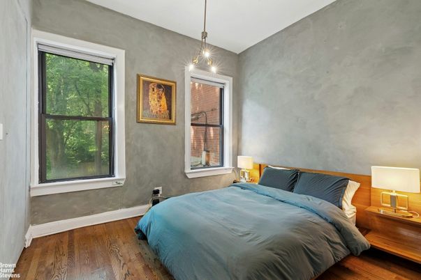 Bedroom, Interior, Pendant Lights, Wood Texture Flooring
