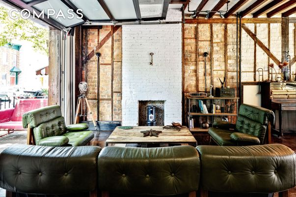 Fireplace, Interior, Living room, Stone Walls, Wood Texture Flooring